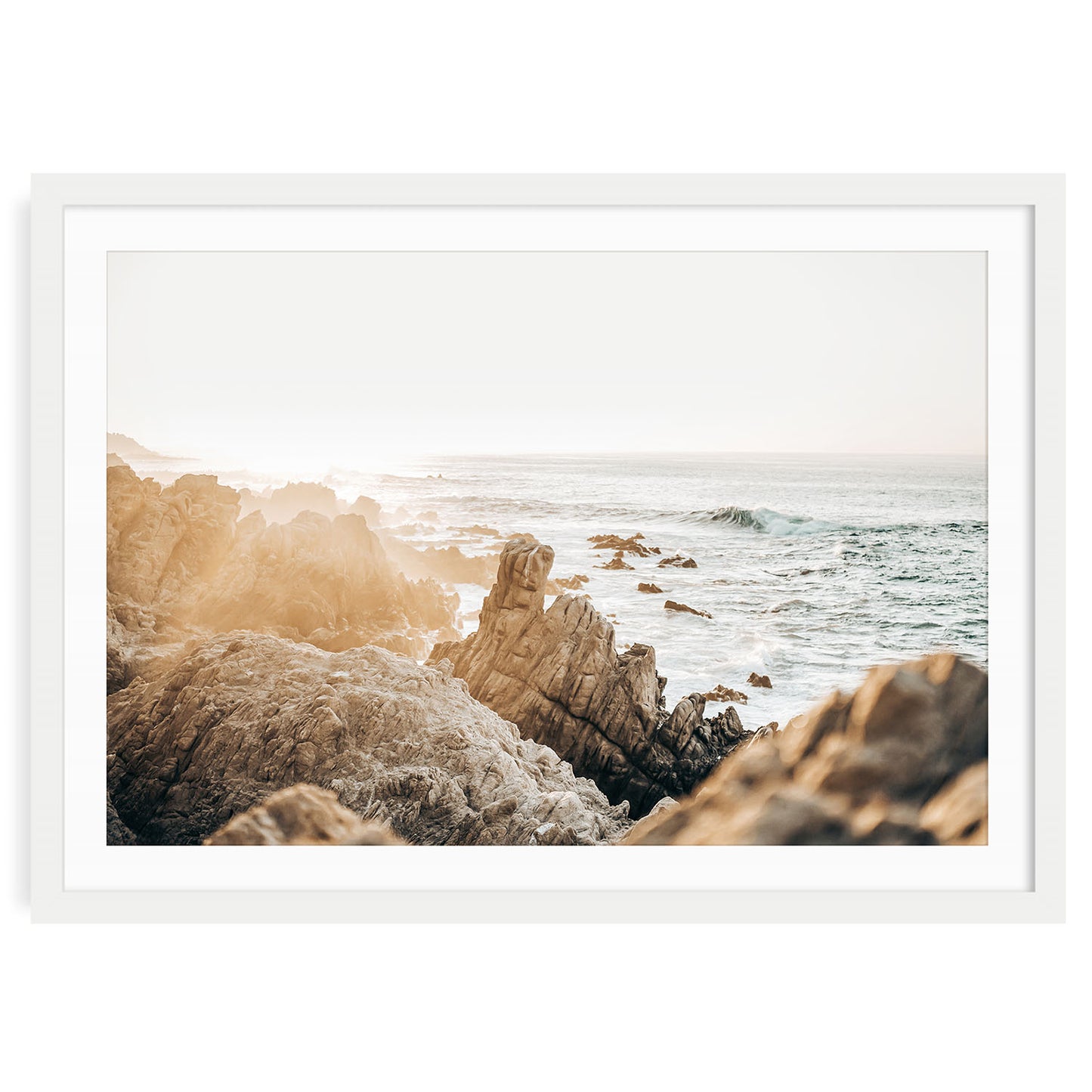 Rugged coastal cliffs with ocean waves and rocky shoreline fine art print