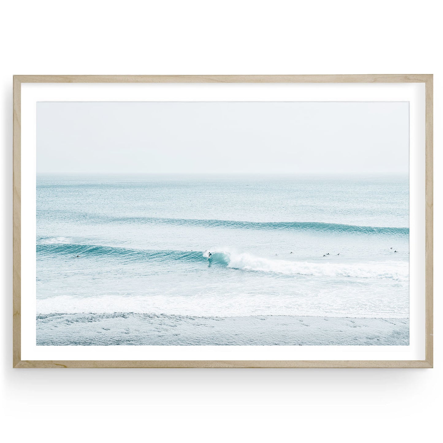 Fine art photo of soft blue ocean waves gently rolling to shore, capturing a peaceful coastal atmosphere; ideal wall art for relaxed, coastal grandmother decor.