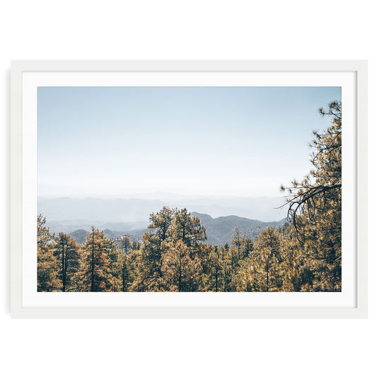 Hualapai Arizona landscape fine art print showing layered desert mountains canyon scenery warm tones cozy home decor